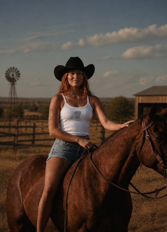 Ranch Holiday Brit and Bridle boots that blossom Vest Top  